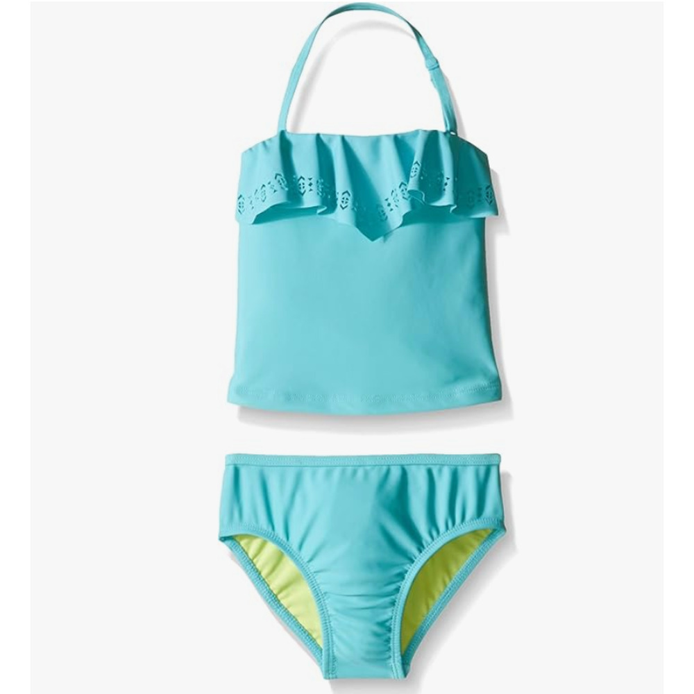 Jessica Simpson Girls' Two Piece Ruffle Tankini Swimsuit Blue Size 6